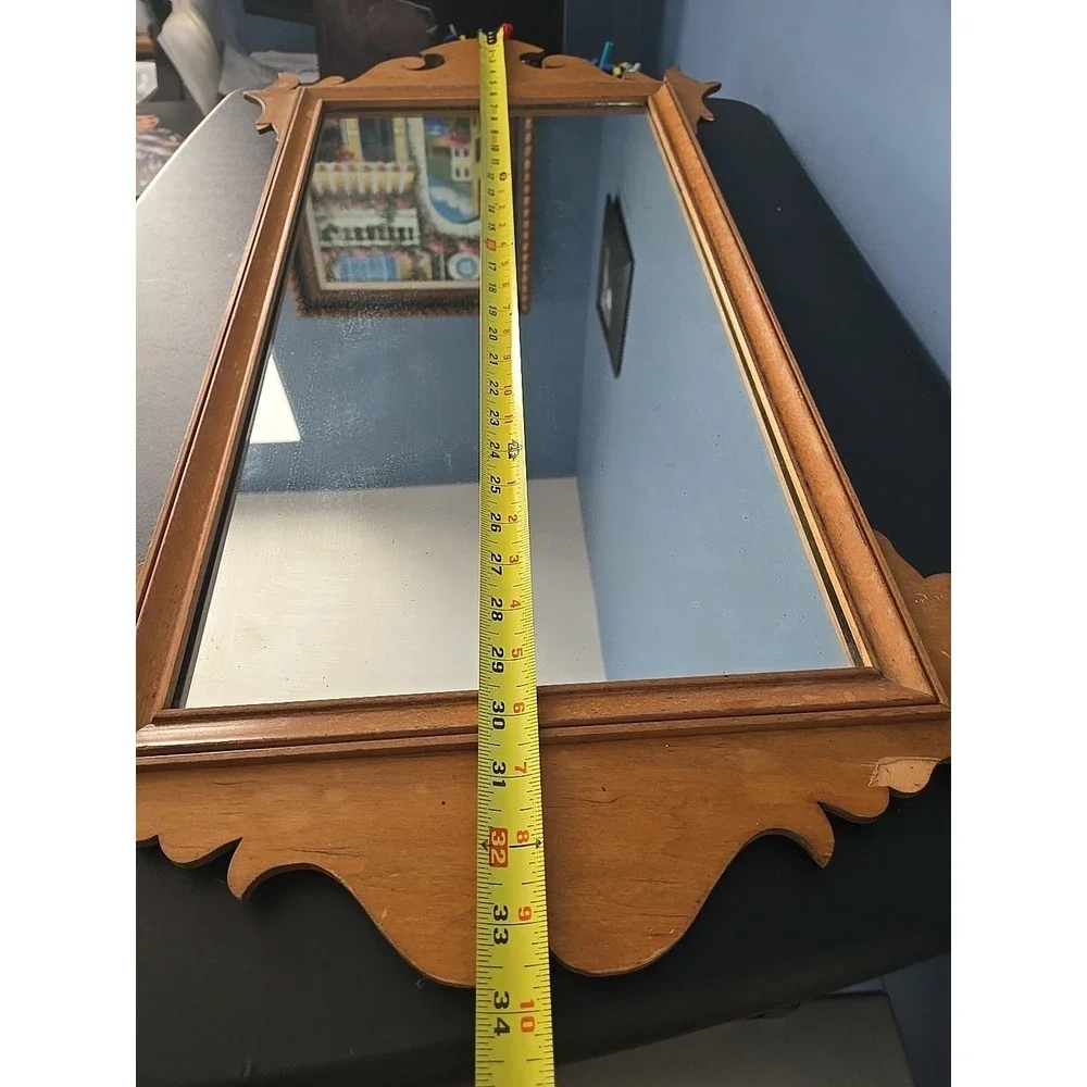 Antique Vintage Maple Chippendale‎ Glass Mirror